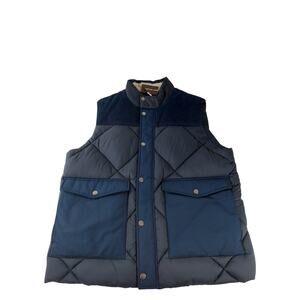 Michael Kors Men's Quilted Corduroy Trim Puffer Vest Coat Midnight Blue XL
